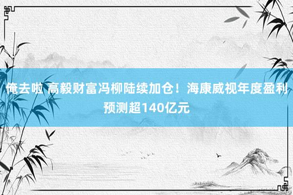 俺去啦 高毅财富冯柳陆续加仓！海康威视年度盈利预测超140亿元