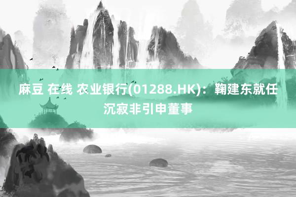 麻豆 在线 农业银行(01288.HK)：鞠建东就任沉寂非引申董事