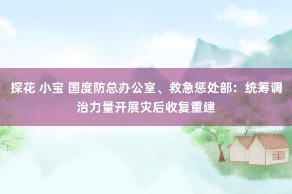 探花 小宝 国度防总办公室、救急惩处部：统筹调治力量开展灾后收复重建