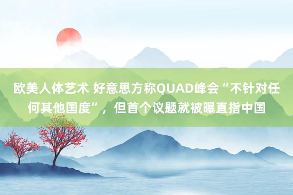 欧美人体艺术 好意思方称QUAD峰会“不针对任何其他国度”，但首个议题就被曝直指中国