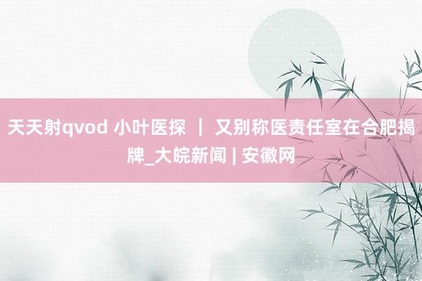 天天射qvod 小叶医探 ｜ 又别称医责任室在合肥揭牌_大皖新闻 | 安徽网