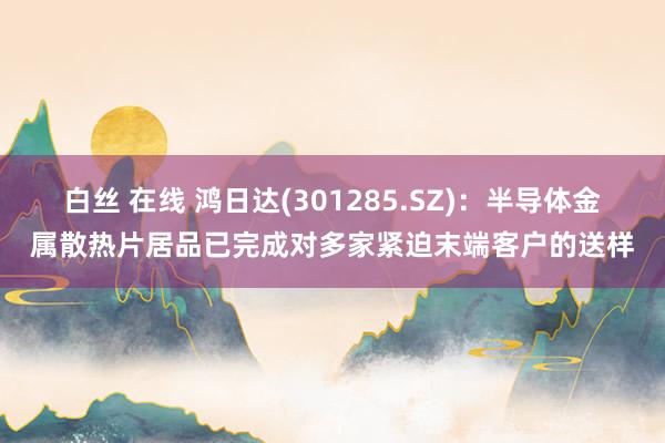 白丝 在线 鸿日达(301285.SZ)：半导体金属散热片居品已完成对多家紧迫末端客户的送样