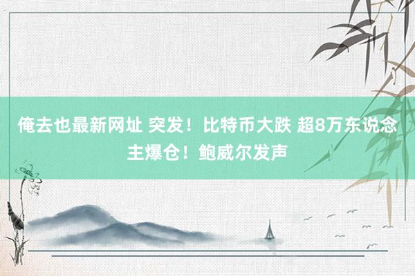 俺去也最新网址 突发！比特币大跌 超8万东说念主爆仓！鲍威尔发声