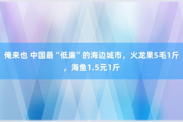 俺来也 中国最“低廉”的海边城市，火龙果5毛1斤，海鱼1.5元1斤