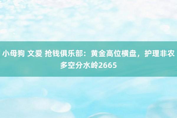 小母狗 文爱 抢钱俱乐部：黄金高位横盘，护理非农多空分水岭2665