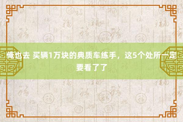 俺也去 买辆1万块的典质车练手，这5个处所一定要看了了