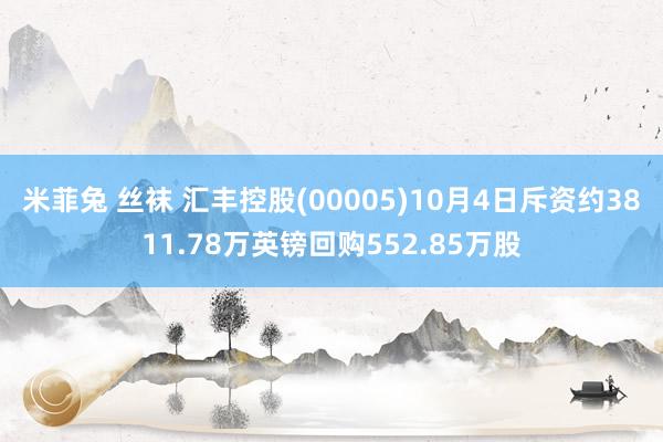 米菲兔 丝袜 汇丰控股(00005)10月4日斥资约3811.78万英镑回购552.85万股