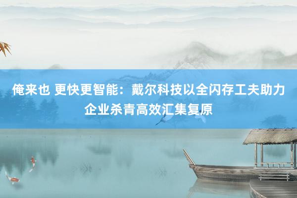 俺来也 更快更智能：戴尔科技以全闪存工夫助力企业杀青高效汇集复原