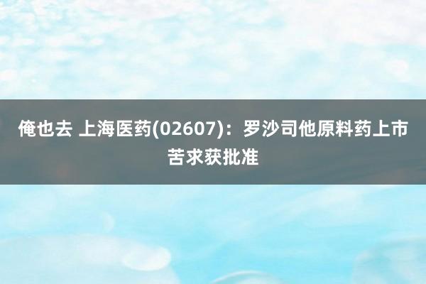 俺也去 上海医药(02607)：罗沙司他原料药上市苦求获批准