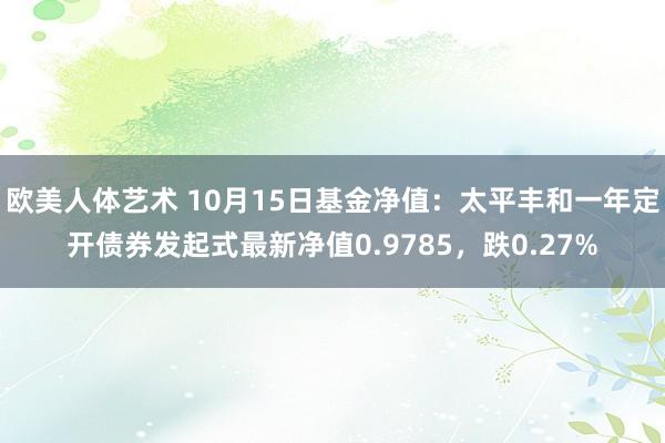 欧美人体艺术 10月15日基金净值：太平丰和一年定开债券发起式最新净值0.9785，跌0.27%