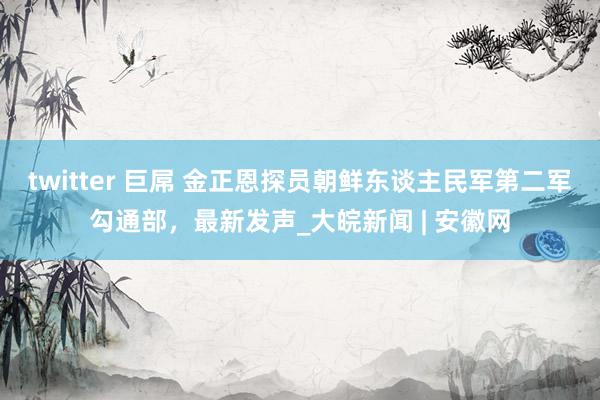 twitter 巨屌 金正恩探员朝鲜东谈主民军第二军勾通部，最新发声_大皖新闻 | 安徽网