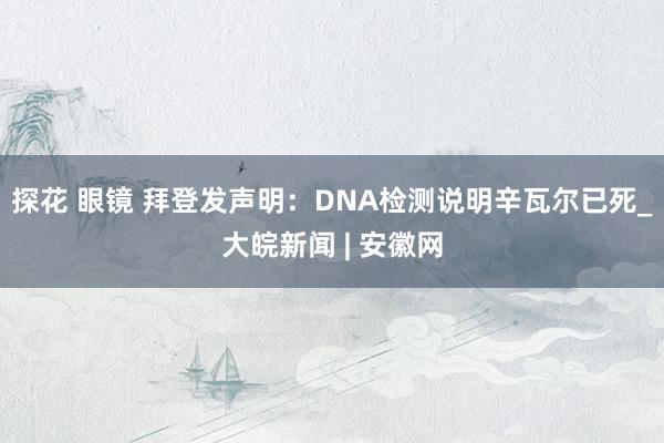 探花 眼镜 拜登发声明：DNA检测说明辛瓦尔已死_大皖新闻 | 安徽网