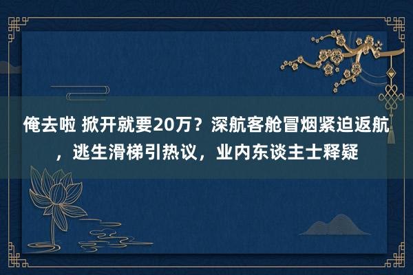 俺去啦 掀开就要20万？深航客舱冒烟紧迫返航，逃生滑梯引热议，业内东谈主士释疑