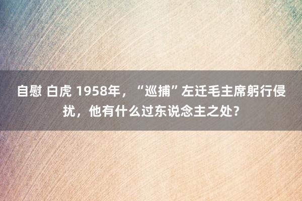 自慰 白虎 1958年，“巡捕”左迁毛主席躬行侵扰，他有什么过东说念主之处？