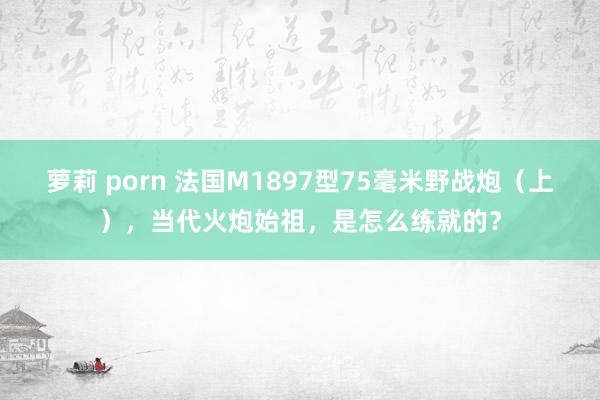 萝莉 porn 法国M1897型75毫米野战炮（上），当代火炮始祖，是怎么练就的？