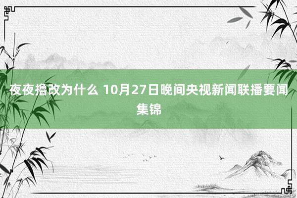 夜夜撸改为什么 10月27日晚间央视新闻联播要闻集锦