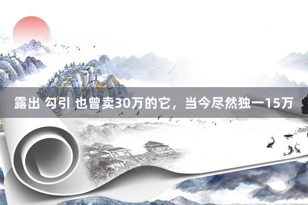 露出 勾引 也曾卖30万的它，当今尽然独一15万