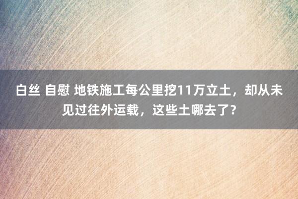 白丝 自慰 地铁施工每公里挖11万立土，却从未见过往外运载，这些土哪去了？