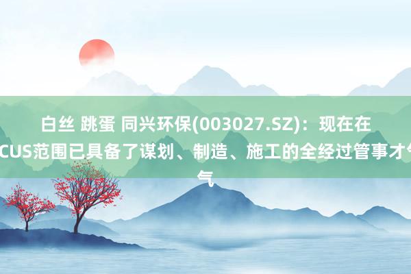 白丝 跳蛋 同兴环保(003027.SZ)：现在在CCUS范围已具备了谋划、制造、施工的全经过管事才气