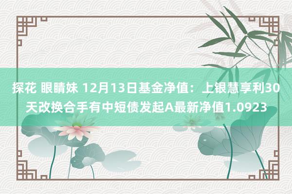 探花 眼睛妹 12月13日基金净值：上银慧享利30天改换合手有中短债发起A最新净值1.0923