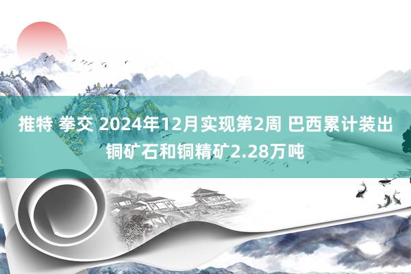 推特 拳交 2024年12月实现第2周 巴西累计装出铜矿石和铜精矿2.28万吨