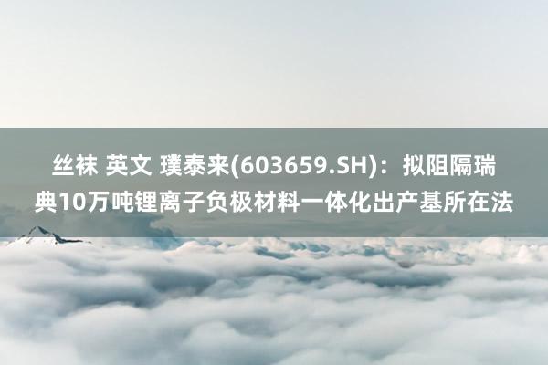 丝袜 英文 璞泰来(603659.SH)：拟阻隔瑞典10万吨锂离子负极材料一体化出产基所在法