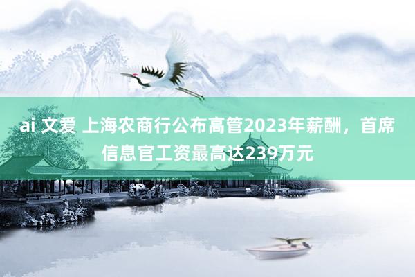 ai 文爱 上海农商行公布高管2023年薪酬，首席信息官工资最高达239万元