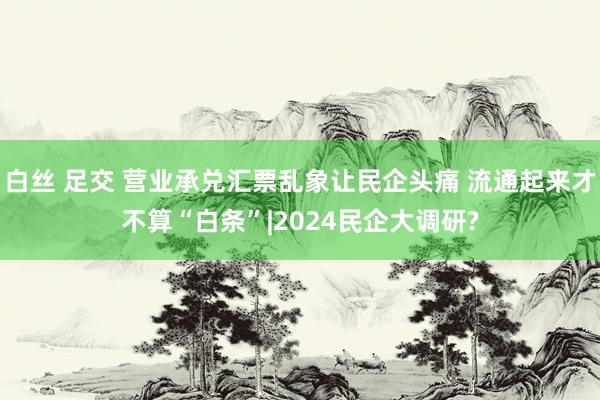 白丝 足交 营业承兑汇票乱象让民企头痛 流通起来才不算“白条”|2024民企大调研?