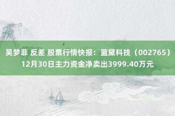 吴梦菲 反差 股票行情快报：蓝黛科技（002765）12月30日主力资金净卖出3999.40万元