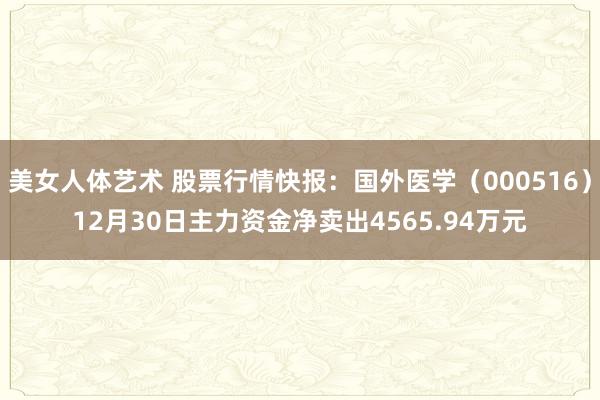 美女人体艺术 股票行情快报：国外医学（000516）12月30日主力资金净卖出4565.94万元