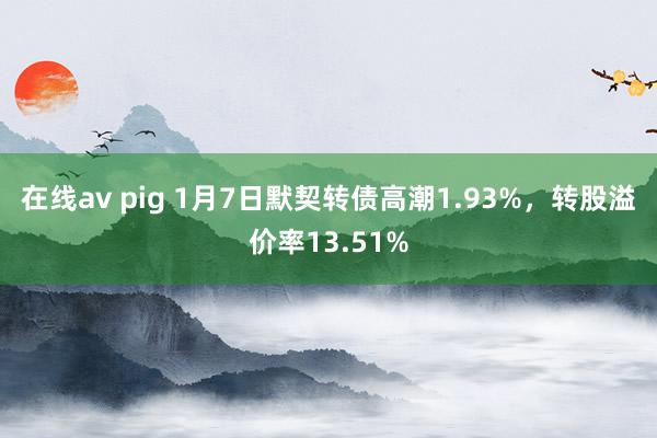 在线av pig 1月7日默契转债高潮1.93%，转股溢价率13.51%