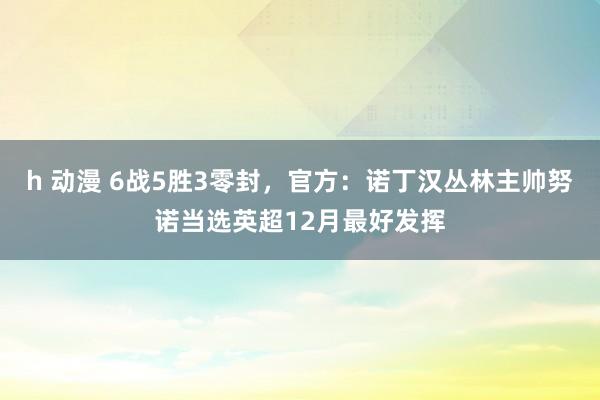 h 动漫 6战5胜3零封，官方：诺丁汉丛林主帅努诺当选英超12月最好发挥